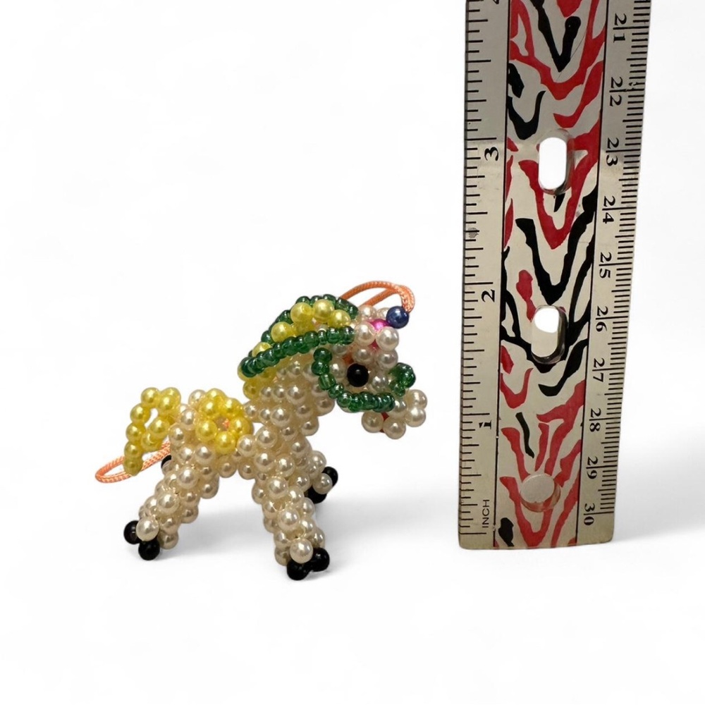 Beaded Unicorn Ornaments – Yellow, Green & Orange Mane – 3 Pack